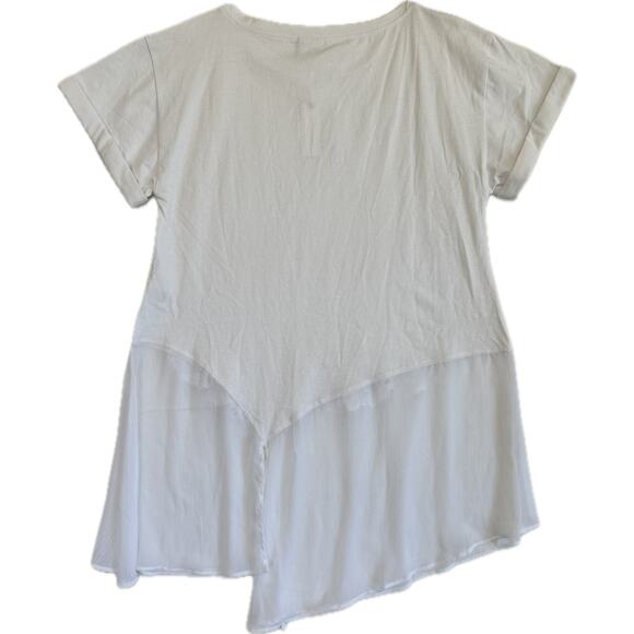 AKEMI + KIN Anthropologie Floral Embellished Women's Sz L White T-Shirt Top NWT - Picture 3 of 16